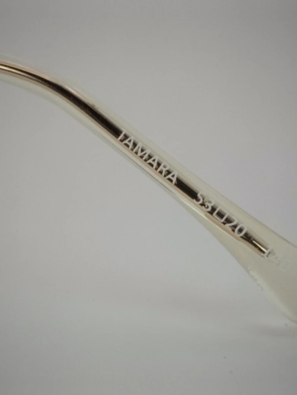 Tamara. Clear Round Frame Glasses with Gold Accents. Nose Pads. Metal Bridge